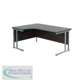 Jemini Radial Left Hand Cantilever Desk 1600x1200x730mm Dark Walnut/Silver KF807575