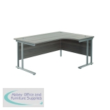 Jemini Radial Right Hand Cantilever Desk 1600x1200x730mm Grey Oak/Silver KF807599