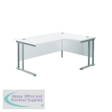 Jemini Radial Right Hand Cantilever Desk 1600x1200x730mm White/Silver KF807612