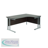 Jemini Radial Right Hand Cantilever Desk 1600x1200x730mm Dark Walnut/Silver KF807636