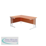 Jemini Radial Left Hand Cantilever Desk 1600x1200x730mm Beech/White KF807643