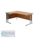 Jemini Radial Left Hand Cantilever Desk 1800x1200x730mm Nova Oak/Silver KF807780