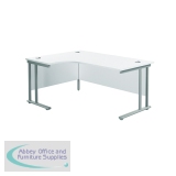 Jemini Radial Left Hand Cantilever Desk 1800x1200x730mm White/Silver KF807797