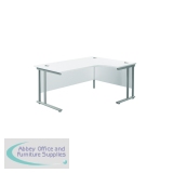 Jemini Radial Right Hand Cantilever Desk 1800x1200x730mm White/Silver KF807858