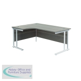 Jemini Radial Left Hand Cantilever Desk 1800x1200x730mm Grey Oak/White KF807896