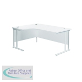 Jemini Radial Left Hand Cantilever Desk 1800x1200x730mm White/White KF807919