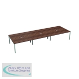 Jemini 6 Person Bench Desk 3600x1600x730mm Dark Walnut/White KF808831