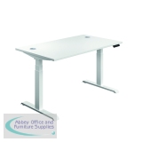 Jemini Sit/Stand Desk with Cable Ports 1200x800x630-1290mm White/White KF809791