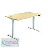 Jemini Sit/Stand Desk with Cable Ports 1600x800x630-1290mm Maple/White KF810018