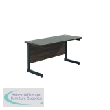 Jemini Rectangular Single Upright Cantilever Desk 1400x600x730mm Dark Walnut/Black KF810643