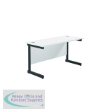 Jemini Rectangular Single Upright Cantilever Desk 1400x600x730mm White/Black KF810681