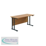 Jemini Rectangular Double Upright Cantilever Desk 1400x600x730mm Nova Oak/Black KF810704