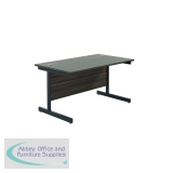 Jemini Rectangular Single Upright Cantilever Desk 1400x800x730mm Dark Walnut/Black KF810742