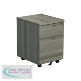 Jemini 2 Drawer Mobile Pedestal 404x500x595mm Grey Oak KF81079