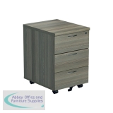 Jemini 3 Drawer Mobile Pedestal 404x500x595mm Grey Oak KF81080