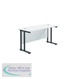 Jemini Rectangular Double Upright Cantilever Desk 1400x600x730mm White/Black KF810803