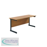 Jemini Rectangular Single Upright Cantilever Desk 1600x600x730mm Nova Oak/Black KF810841