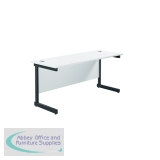 Jemini Rectangular Single Upright Cantilever Desk 1600x600x730mm White/Black KF810858