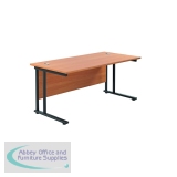 Jemini Rectangular Single Upright Cantilever Desk 1600x800x730mm Beech/Black KF810865