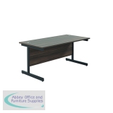 Jemini Rectangular Single Upright Cantilever Desk 1600x800x730mm Dark Walnut/Black KF810889