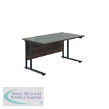 Jemini Rectangular Double Upright Cantilever Desk 1400x800x730mm Dark Walnut/Black KF810940