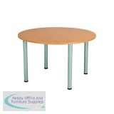 Jemini Circular Meeting Table 1200x1200x730mm Beech/Silver KF816562