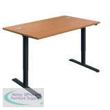 Jemini Single Motor Sit/Stand Desk with Cable Ports 1200x800x730-1220mm Nova Oak/Black KF818227