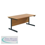 Jemini Rectangular Single Upright Cantilever Desk 1800x800x730mm Nova Oak/Black KF819455