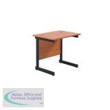 Jemini Rectangular Double Upright Cantilever Desk 800x600x730mm Beech/Black KF819479