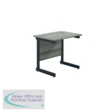 Jemini Rectangular Double Upright Cantilever Desk 800x600x730mm Grey Oak/Black KF819509