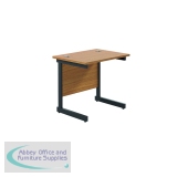 Jemini Rectangular Double Upright Cantilever Desk 800x600x730mm Nova Oak/Black KF819524