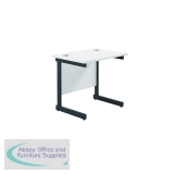 Jemini Rectangular Double Upright Cantilever Desk 800x600x730mm White/Black KF819531