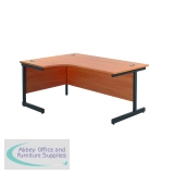 Jemini Radial Left Hand Single Upright Cantilever Desk 1600x1200x730mm Beech/Black KF819615