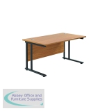 Jemini Rectangular Double Upright Cantilever Desk 1400x800x730mm Nova Oak/Black KF819622