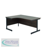 Jemini Radial Left Hand Single Upright Cantilever Desk 1600x1200x730mm Walnut/Black KF819639