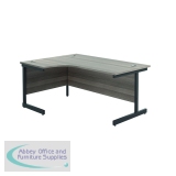 Jemini Radial Left Hand Single Upright Cantilever Desk 1600x1200x730mm Grey Oak/Black KF819646