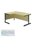 Jemini Radial Left Hand Single Upright Cantilever Desk 1600x1200x730mm Maple/Black KF819654