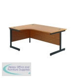 Jemini Radial Left Hand Single Upright Cantilever Desk 1600x1200x730mm Nova Oak/Black KF819660