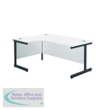 Jemini Radial Left Hand Single Upright Cantilever Desk 1600x1200x730mm White/Black KF819677