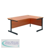 Jemini Radial Right Hand Single Upright Cantilever Desk 1600x1200x730mm Beech/Black KF819684