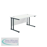 Jemini Rectangular Double Upright Cantilever Desk 1400x800x730mm White/Black KF819691