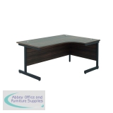 Jemini Radial Right Hand Single Upright Cantilever Desk 1600x1200x730mm Walnut/Black KF819707