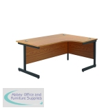 Jemini Radial Right Hand Single Upright Cantilever Desk 1600x1200x730mm Nova Oak/Black KF819738