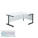 Jemini Radial Right Hand Single Upright Cantilever Desk 1600x1200x730mm White/Black KF819745