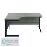 Jemini Radial Left Hand Single Upright Cantilever Desk 1800x1200x730mm Grey Oak/Black KF819783