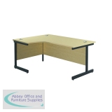 Jemini Radial Left Hand Single Upright Cantilever Desk 1800x1200x730mm Maple/Black KF819790