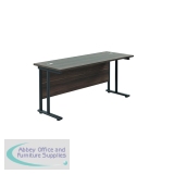 Jemini Rectangular Double Upright Cantilever Desk 1600x600mm Dark Walnut/Black KF819837