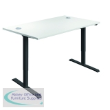 Jemini Single Motor Sit/Stand Desk with Cable Ports 1200x800x730-1220mm White/Black KF819917