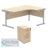 Astin Radial Right Hand SU Desk +Desk High Pedestal 1600x1200 Canadian Oak/Silver KF820057