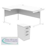 Astin Radial Left Hand SU Desk +Desk High Pedestal 1600x1200 Arctic White/Arctic White KF820107